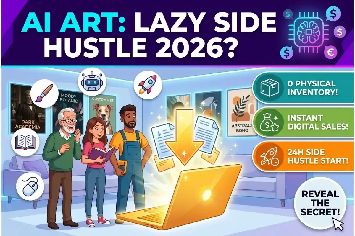 Sell AI Wall Art on Etsy The lazy 2026 weekend side hustle.
